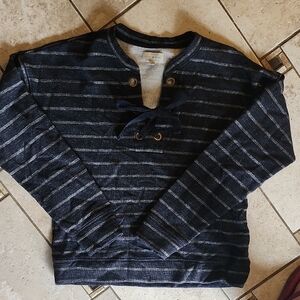 Lucky Brand Blue & Silver Striped Sweater Size XS